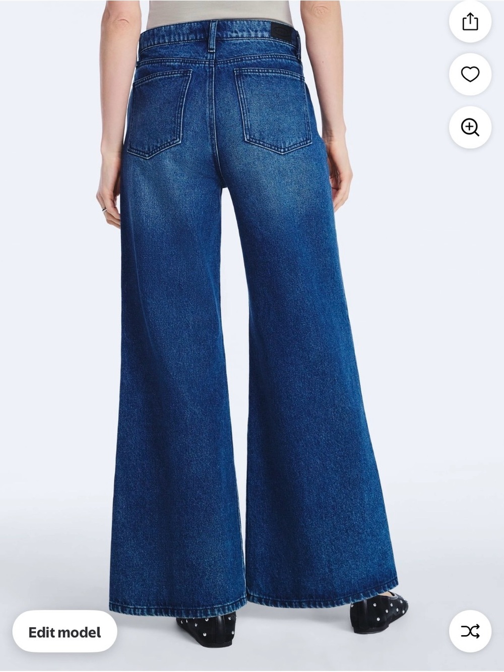 New Flare Slouchy Relaxed Wide Leg Jeans Dark Wash - Picture 3 of 7